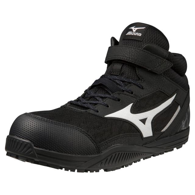 オールマイティ ワークシューズ 25.5cm ブラック×ホワイト SDII 13 H F1GA230709255 ミズノ [ワーキング スニーカー ユニセックス ハイカット 紐靴 ベルト靴 軽量 ]