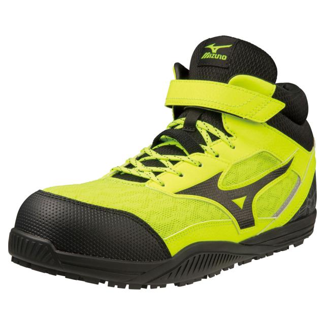 オールマイティ ワークシューズ 24.5cm イエロー×ブラック SDII 13 H F1GA230745245 ミズノ [ワーキング スニーカー ユニセックス ハイカット 紐靴 ベルト靴 軽量 ]