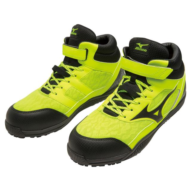 オールマイティ ワークシューズ 25.5cm イエロー×ブラック SDII 13 H F1GA230745255 ミズノ [ワーキング スニーカー ユニセックス ハイカット 紐靴 ベルト靴 軽量 ]