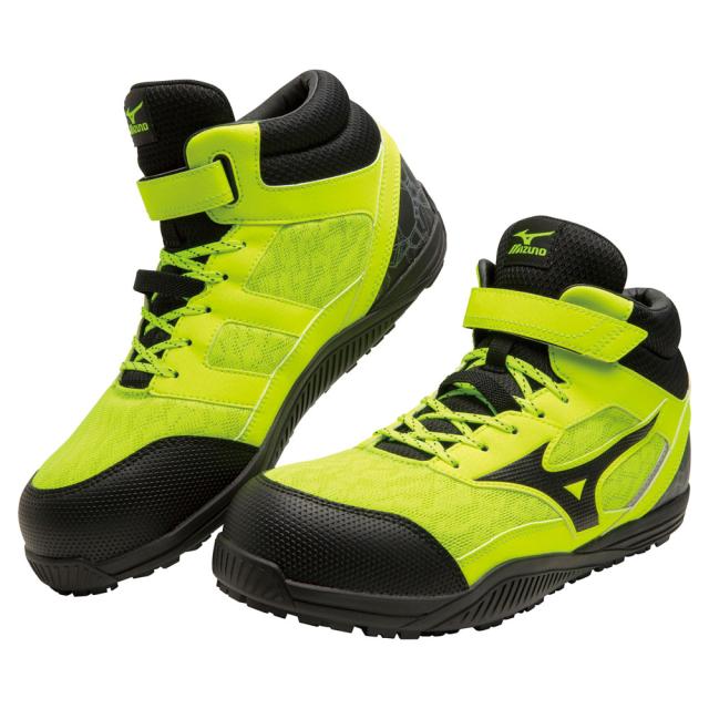 オールマイティ ワークシューズ 25.5cm イエロー×ブラック SDII 13 H F1GA230745255 ミズノ [ワーキング スニーカー ユニセックス ハイカット 紐靴 ベルト靴 軽量 ]