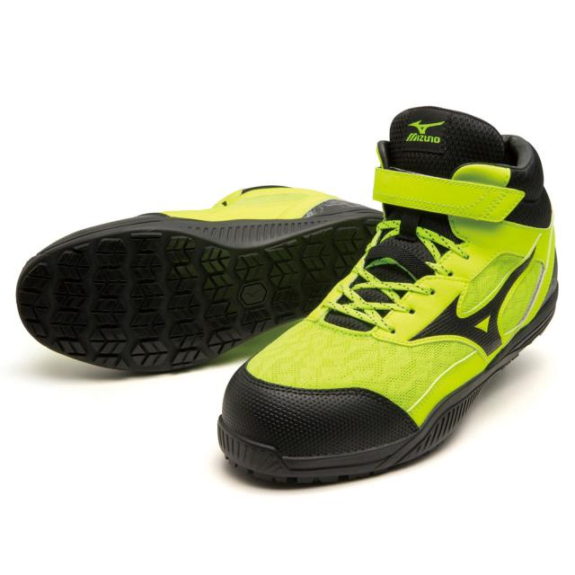 オールマイティ ワークシューズ 26.5cm イエロー×ブラック SDII 13 H F1GA230745265 ミズノ [ワーキング スニーカー ユニセックス ハイカット 紐靴 ベルト靴 軽量 ]