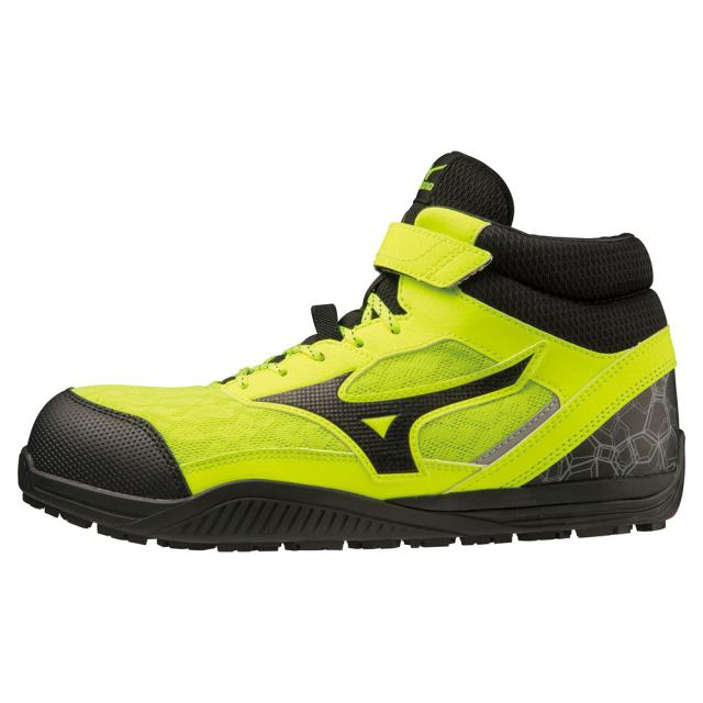 オールマイティ ワークシューズ 27.5cm イエロー×ブラック SDII 13 H F1GA230745275 ミズノ [ワーキング スニーカー ユニセックス ハイカット 紐靴 ベルト靴 軽量 ]
