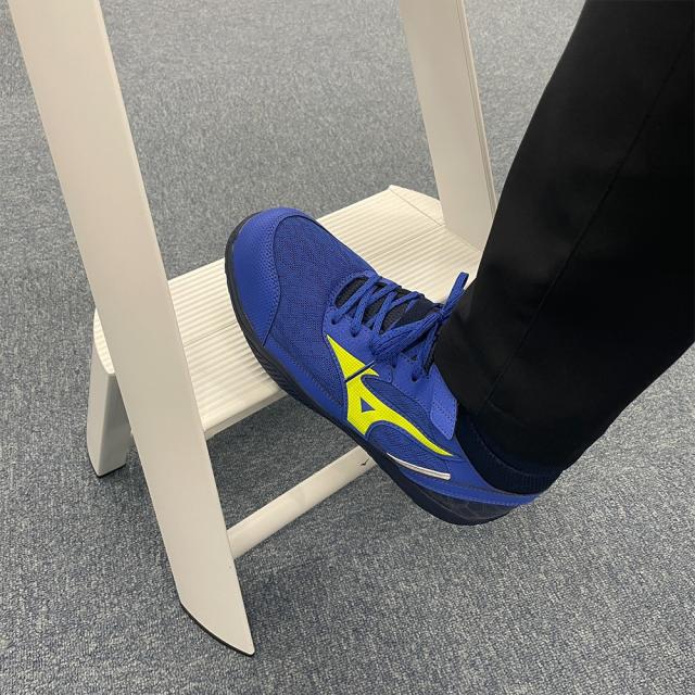 オールマイティ ワークシューズ 25.5cm ブルー×ネオンイエロー SDII 13 H F1GA230727255 ミズノ [ワーキング スニーカー ユニセックス ハイカット 紐靴 ベルト靴 軽量 ]