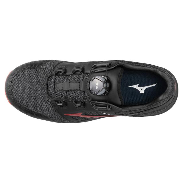 オールマイティ ワークシューズ 23.5cm ブラック×レッド LSII 52 L BOA F1GA220209235 ミズノ [ワーキング スニーカー ユニセックス ローカット ダイヤル靴 軽量]