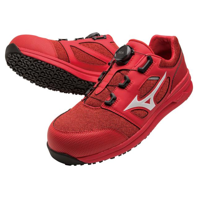 オールマイティ ワークシューズ 26.5cm レッド×ホワイト LSII 52 L BOA F1GA220262265 ミズノ [ワーキング スニーカー ユニセックス ローカット ダイヤル靴 軽量]