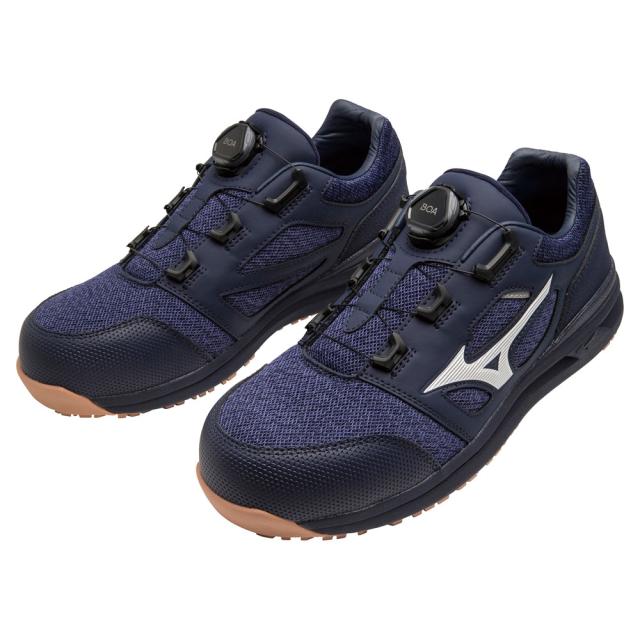 オールマイティ ワークシューズ 24.5cm ネイビー×ホワイト LSII 52 L BOA F1GA220214245 ミズノ [ワーキング スニーカー ユニセックス ローカット ダイヤル靴 軽量]
