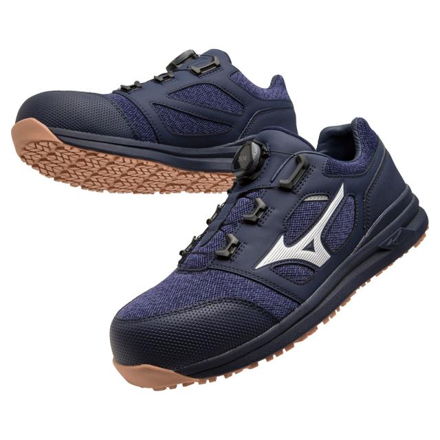 オールマイティ ワークシューズ 24.5cm ネイビー×ホワイト LSII 52 L BOA F1GA220214245 ミズノ [ワーキング スニーカー ユニセックス ローカット ダイヤル靴 軽量]