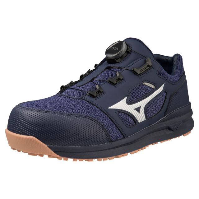 オールマイティ ワークシューズ 25.5cm ネイビー×ホワイト LSII 52 L BOA F1GA220214255 ミズノ [ワーキング スニーカー ユニセックス ローカット ダイヤル靴 軽量]