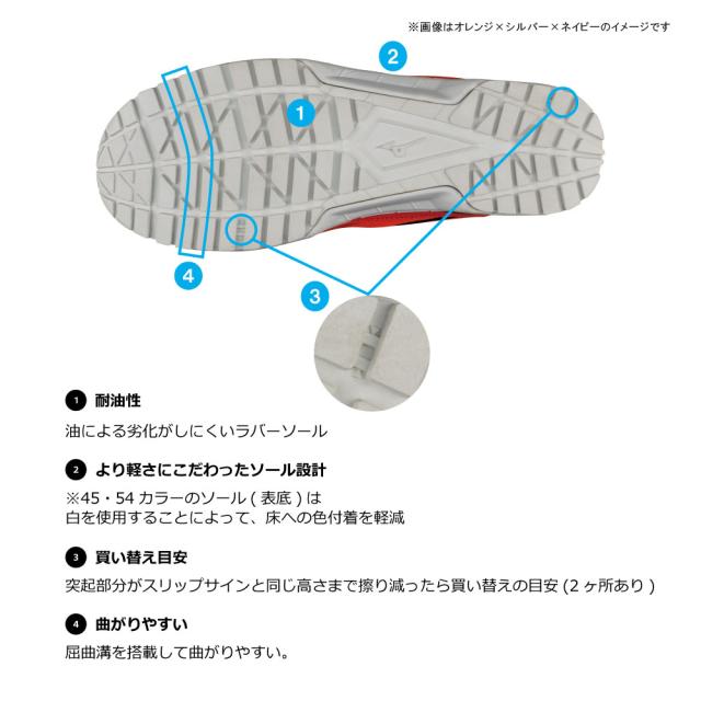 オールマイティ ワークシューズ 25.5cm ブラック×シルバー VS F1GA180309255 ミズノ [メンズ 男性 ワーキング スニーカー ローカット 紐靴 軽量 作業靴]