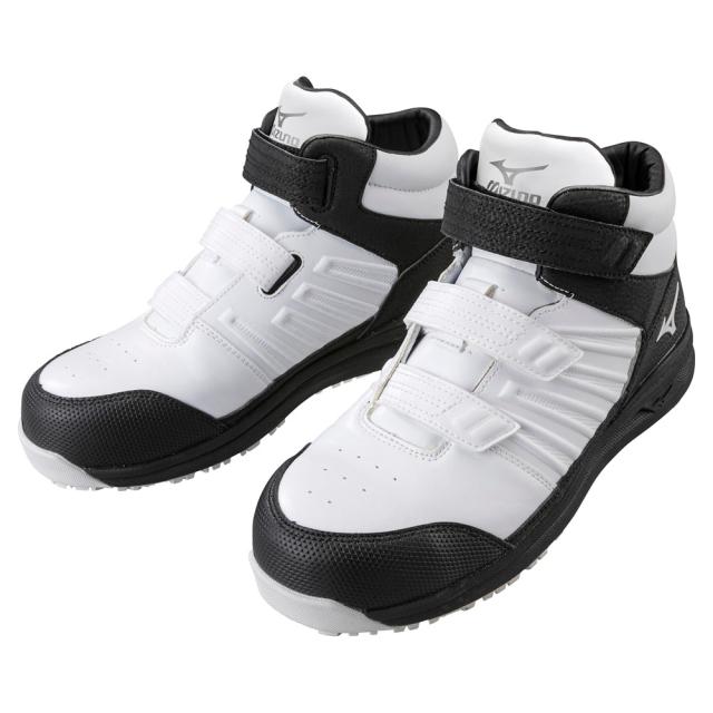 オールマイティ ワークシューズ 24.5cm ホワイト×シルバー×ブラック SSII 21 H F1GA220501245 ミズノ [ワーキング スニーカー メンズ ハイカット ベルト靴 軽量]