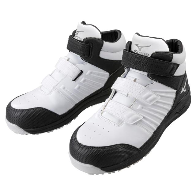 オールマイティ ワークシューズ 27.5cm ホワイト×シルバー×ブラック SSII 21 H F1GA220501275 ミズノ [ワーキング スニーカー メンズ ハイカット ベルト靴 軽量]
