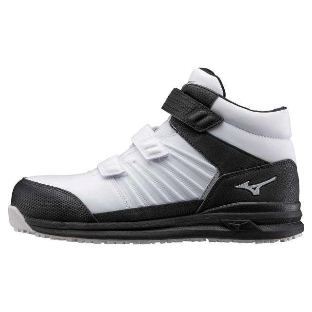 オールマイティ ワークシューズ 27.5cm ホワイト×シルバー×ブラック SSII 21 H F1GA220501275 ミズノ [ワーキング スニーカー メンズ ハイカット ベルト靴 軽量]