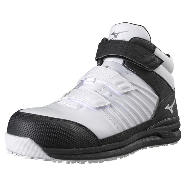オールマイティ ワークシューズ 27.5cm ホワイト×シルバー×ブラック SSII 21 H F1GA220501275 ミズノ [ワーキング スニーカー メンズ ハイカット ベルト靴 軽量]