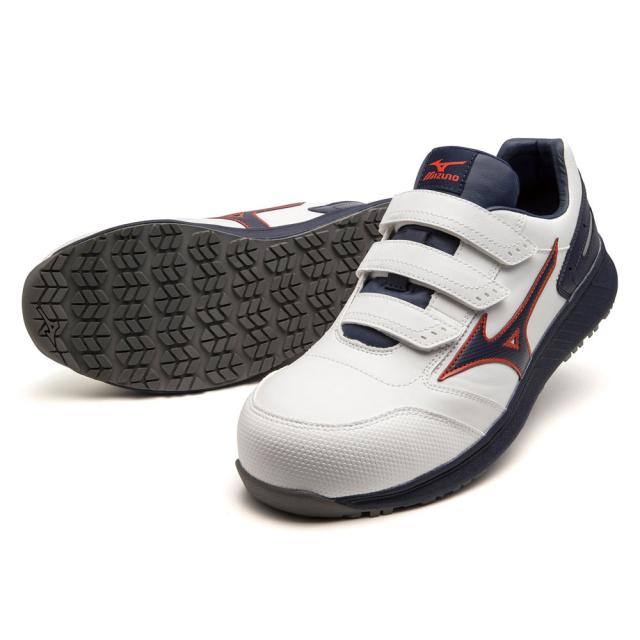 オールマイティ ワークシューズ 22.5cm ホワイト×ネイビー×レッド SU 22 L F1GA231101225 ミズノ [作業靴 ワーキング スニーカー ユニセックス ローカット ベルト靴 軽量 ]