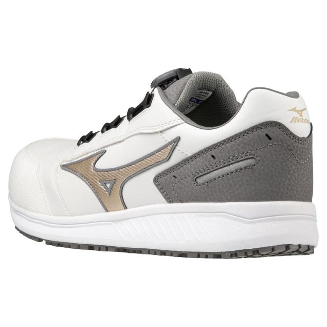 オールマイティ ワークシューズ 24.5cm ホワイト×ゴールド×グレー SU 51 L BOA F1GA231701245 ミズノ [作業靴 ワーキング スニーカー ユニセックス ローカット ダイヤル靴 軽量 ]