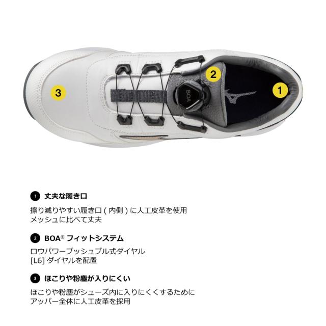 オールマイティ ワークシューズ 27.5cm ホワイト×ゴールド×グレー SU 51 L BOA F1GA231701275 ミズノ [作業靴 ワーキング スニーカー ユニセックス ローカット ダイヤル靴 軽量 ]