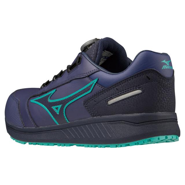 オールマイティ ワークシューズ 25.5cm ブルー×ネイビー×エメラルドグリーン SU 51 L BOA F1GA231727255 ミズノ [作業靴 ワーキング スニーカー ユニセックス ローカット ダイヤル靴 軽量 ]