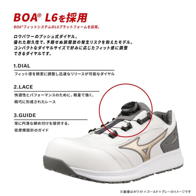 オールマイティ ワークシューズ 27.5cm ブルー×ネイビー×エメラルドグリーン SU 51 L BOA F1GA231727275 ミズノ [作業靴 ワーキング スニーカー ユニセックス ローカット ダイヤル靴 軽量 ]