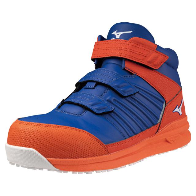 オールマイティ ワークシューズ 27.5cm ブルー×ホワイト×オレンジ SSII 21 H F1GA220527275 ミズノ [ワーキング スニーカー メンズ ハイカット ベルト靴 軽量]