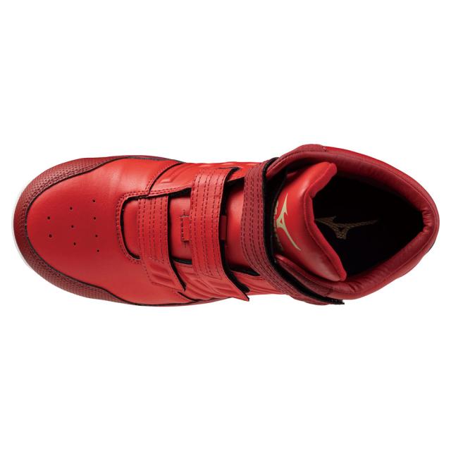 オールマイティ ワークシューズ 24.5cm レッド×ゴールド×レッド SSII 21 H F1GA220562245 ミズノ [ワーキング スニーカー メンズ ハイカット ベルト靴 軽量]