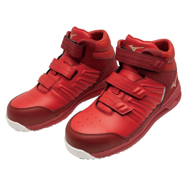 オールマイティ ワークシューズ 25.5cm レッド×ゴールド×レッド SSII 21 H F1GA220562255 ミズノ [ワーキング スニーカー メンズ ハイカット ベルト靴 軽量]