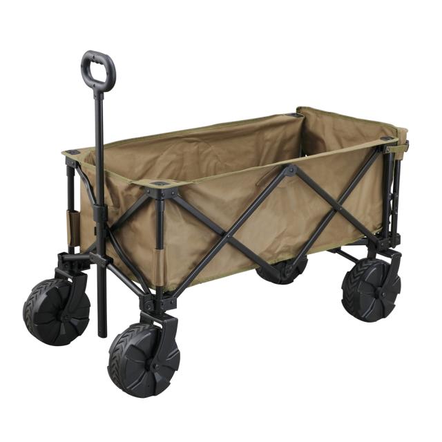 アウトドアワゴン カーキ ODW-980 アイリスオーヤマ [キャリーワゴン HUGEL 折りたたみ キャリーカート キャンプ用品]