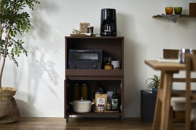 キッチンキャビネット ウォールナット KCBL-590BT アイリスオーヤマ [食器棚 キッチン収納 インテリア]_2