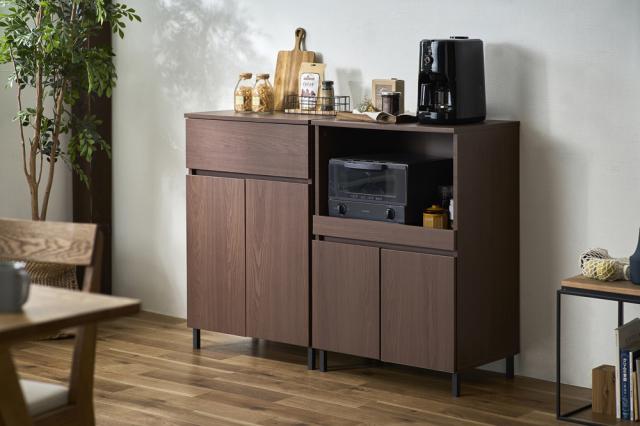 キッチンキャビネット ウォールナット KCBL-590BT アイリスオーヤマ [食器棚 キッチン収納 インテリア]_3