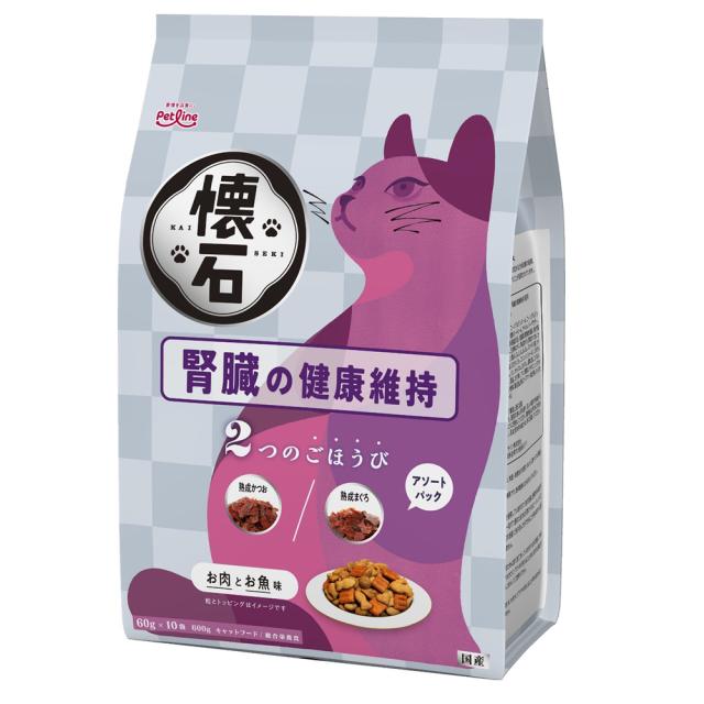 (まとめ買い10個)懐石 2つのごほうび 腎臓の健康維持 日本製 600g [ケース販売 キャットフード 猫用 エサ ドライ ペットライン]