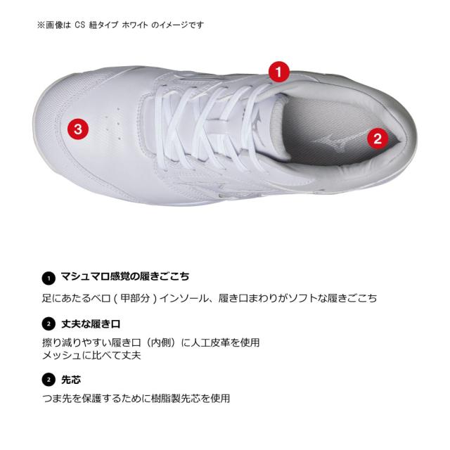 オールマイティ ワークシューズ 29cm ホワイト CS 紐タイプ C1GA171001290 ミズノ [作業靴 ワーキング スニーカー ユニセックス ローカット 紐靴 軽量]