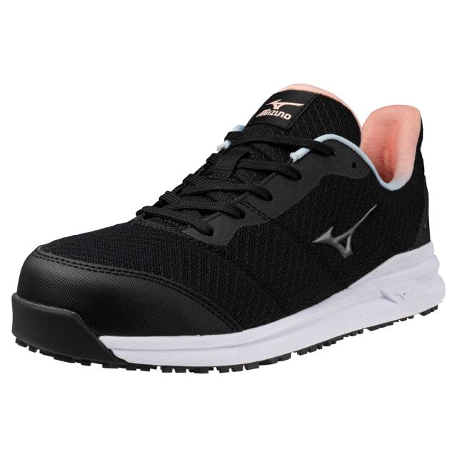 オールマイティ ワークシューズ 23.5cm ブラック×シルバー×ピンク FSII 11L F1GA240309235 ミズノ [ウィメンズ レディース 女性 ワーキング スニーカー ローカット 軽量]