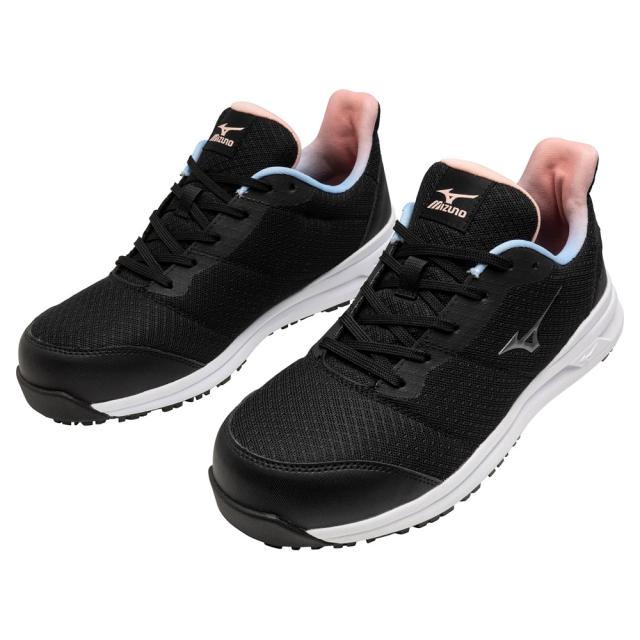 オールマイティ ワークシューズ 23.5cm ブラック×シルバー×ピンク FSII 11L F1GA240309235 ミズノ [ウィメンズ レディース 女性 ワーキング スニーカー ローカット 軽量]