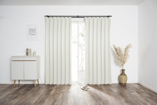 2級遮光カーテン ドレープ 無地 アイボリー幅200x丈250cm 1枚組 [ホテルライク 韓国風 洗濯可 断熱 日焼け防止 クレアール]