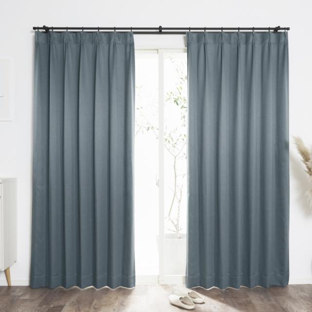 1級遮光カーテン ドレープ 無地 ネイビー 幅100x丈215cm 2枚組 [ホテルライク 韓国風 洗濯可 日焼け防止 クレアール]