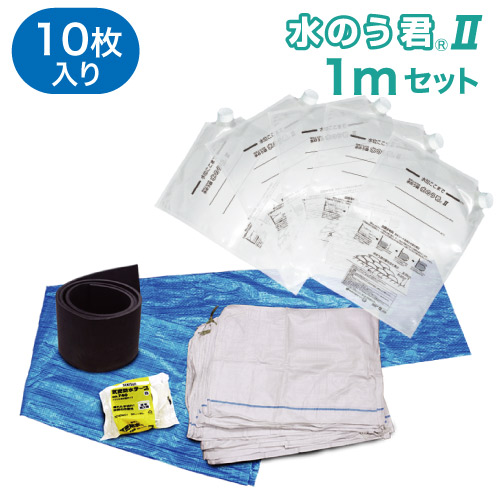 水のう君2・1mセット 10枚入 日本製 BD-602 [防災 水害 浸水 玄関対策用 水のうセット 土のう代わり サニタクリーン 総合サービス]