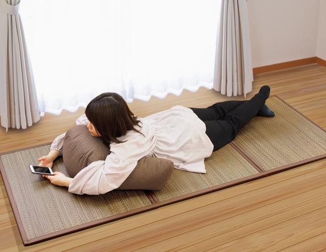 日本製 三つ折り畳 ブラウン 70x210x1.5cm 大島屋 [マットレス 敷物 カーペット マット 和室]_3