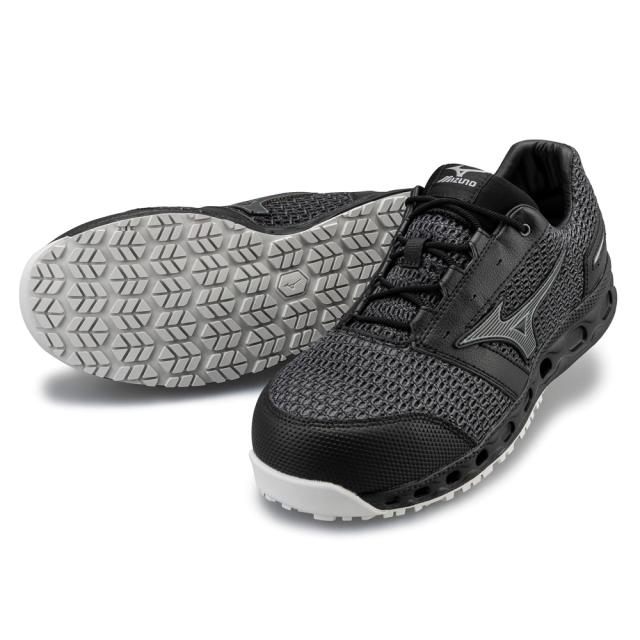 オールマイティ ワークシューズ 25.5cm ブラック×ダークシルバー VH 11 L F1GA220409255 ミズノ [メンズ 男性 ワーキング スニーカー ローカット 軽量 ]