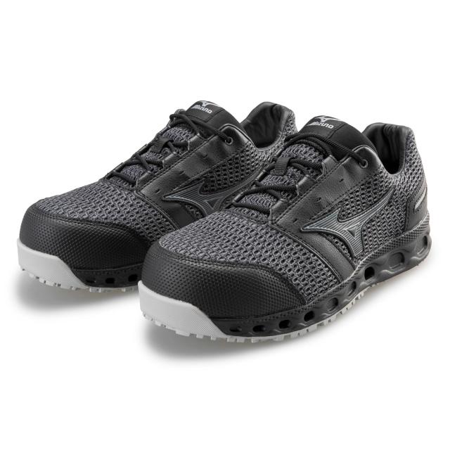 オールマイティ ワークシューズ 27cm ブラック×ダークシルバー VH 11 L F1GA220409270 ミズノ [メンズ 男性 ワーキング スニーカー ローカット 軽量 ]