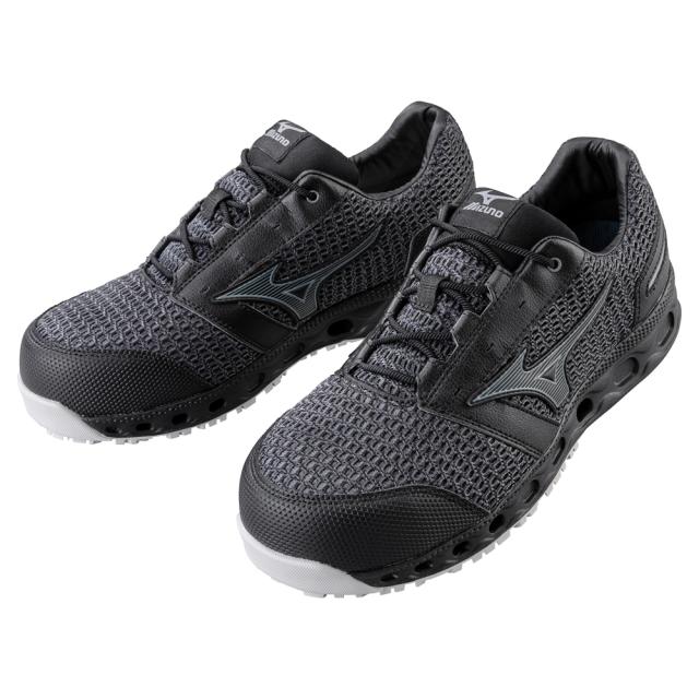 オールマイティ ワークシューズ 27.5cm ブラック×ダークシルバー VH 11 L F1GA220409275 ミズノ [メンズ 男性 ワーキング スニーカー ローカット 軽量 ]