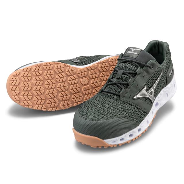 オールマイティ ワークシューズ 25.5cm カーキ×シルバー VH 11 L F1GA220436255 ミズノ [メンズ 男性 ワーキング スニーカー ローカット 軽量 ]