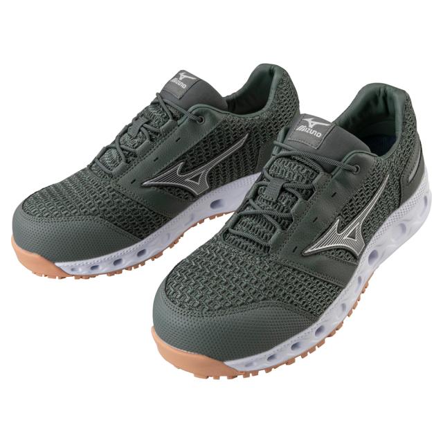 オールマイティ ワークシューズ 25.5cm カーキ×シルバー VH 11 L F1GA220436255 ミズノ [メンズ 男性 ワーキング スニーカー ローカット 軽量 ]
