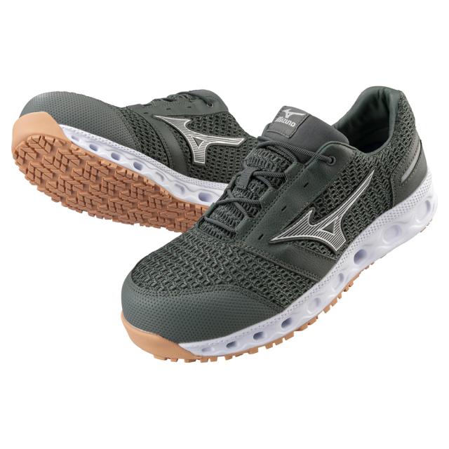 オールマイティ ワークシューズ 25.5cm カーキ×シルバー VH 11 L F1GA220436255 ミズノ [メンズ 男性 ワーキング スニーカー ローカット 軽量 ]