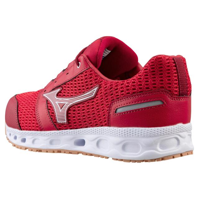 オールマイティ ワークシューズ 25.5cm レッド×ホワイト VH 11 L F1GA220462255 ミズノ [メンズ 男性 ワーキング スニーカー ローカット 軽量 ]