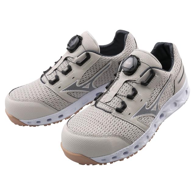 オールマイティ ワークシューズ 24.5cm ベージュ×ダークグレー VH 51L BOA F1GA230649245 ミズノ [メンズ 男性 ワーキング スニーカー ローカット ダイヤル靴 軽量]