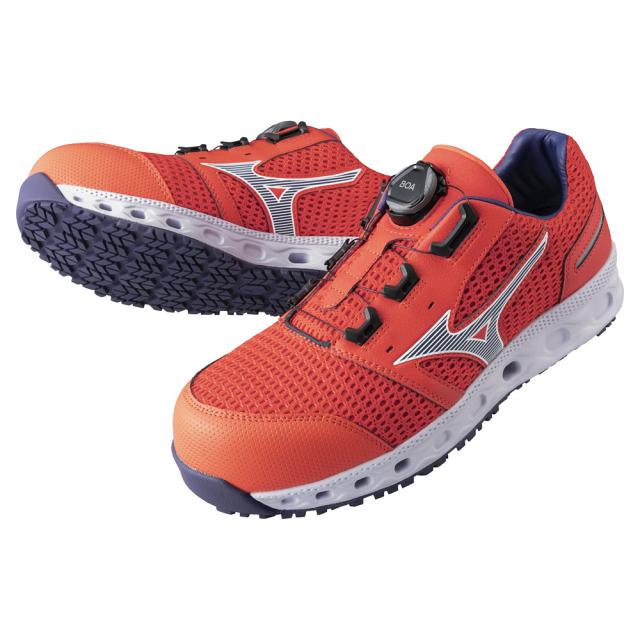 オールマイティ ワークシューズ 24.5cm オレンジ×ブルー VH 51L BOA F1GA230654245 ミズノ [メンズ 男性 ワーキング スニーカー ローカット ダイヤル靴 軽量]