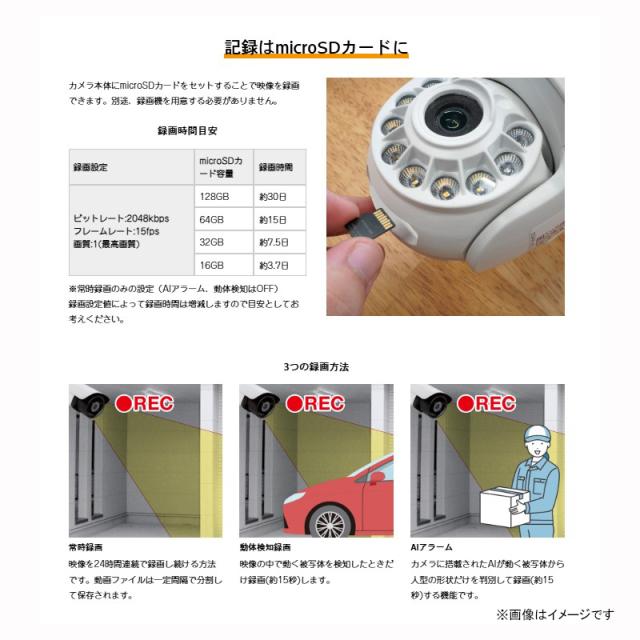 首振りWi-Fiカメラ パンチルトタイプ 屋外用 AT-702 [防犯カメラ 高画質 スマホ操作 夜間カラー撮影 旋回撮影 キャロットシステムズ]_3