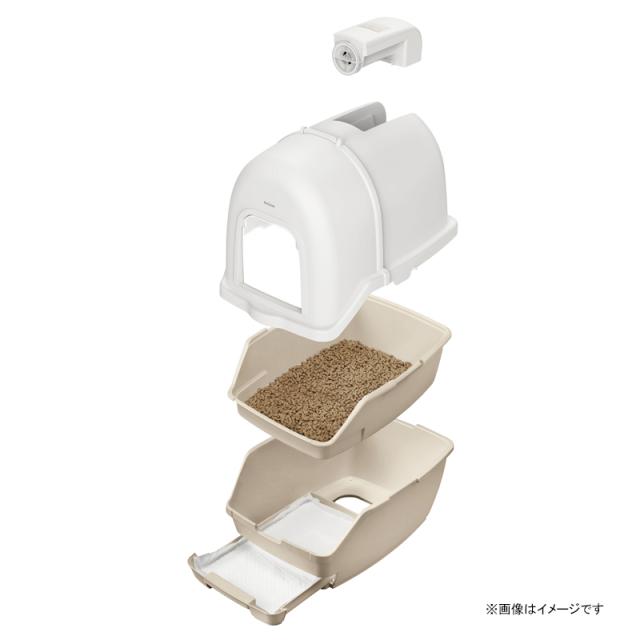 ラクリーン 炭脱臭ファン付き猫トイレ アイボリー/ベージュ DFT-52 [猫