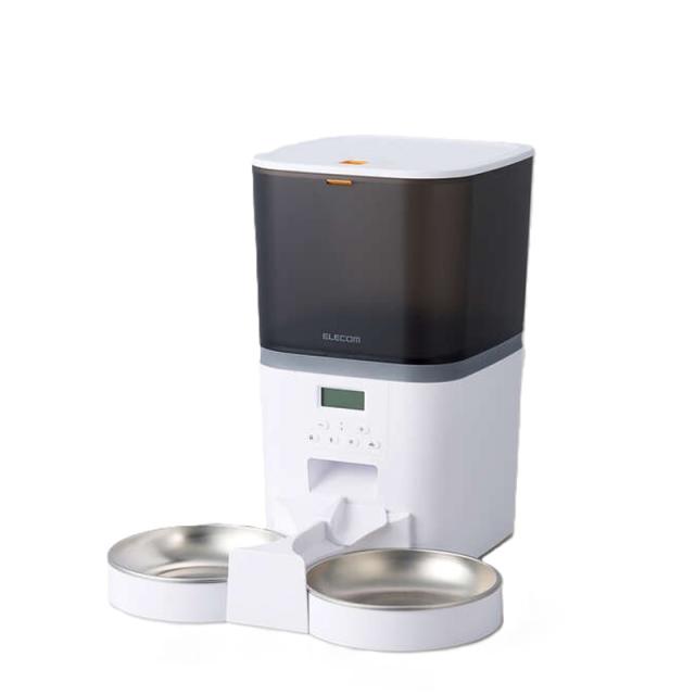 ペット用 自動給餌器 約6L（2匹用・ホワイト） PET-AF02WH [タイマー付 オート給餌器 自動エサやり器 ペット用品 エレコム]