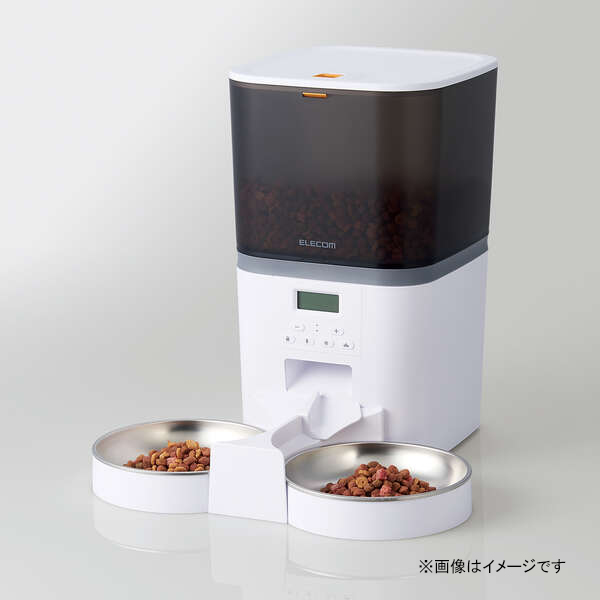 ペット用 自動給餌器 約6L（2匹用・ホワイト） PET-AF02WH [タイマー付 オート給餌器 自動エサやり器 ペット用品 エレコム]_2