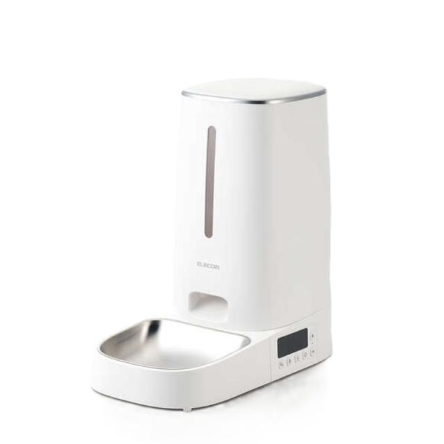ペット用 タイマー式自動給餌器 4L 1皿タイプ ホワイト PET-AF03WH [オート給餌器 自動エサやり器 ペット用品 mofult エレコム]